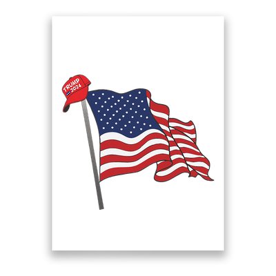 Trump Red Baseball Cap On An American Flag American Pride Poster