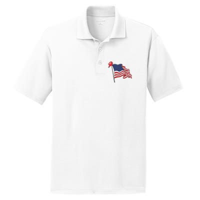 Trump Red Baseball Cap On An American Flag American Pride PosiCharge RacerMesh Polo