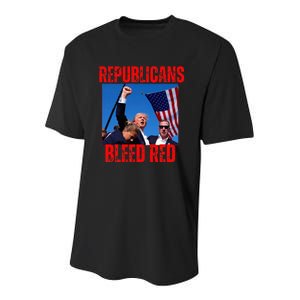 Trump Republicans Bleed Red 2024 Assignation Attempt Youth Performance Sprint T-Shirt