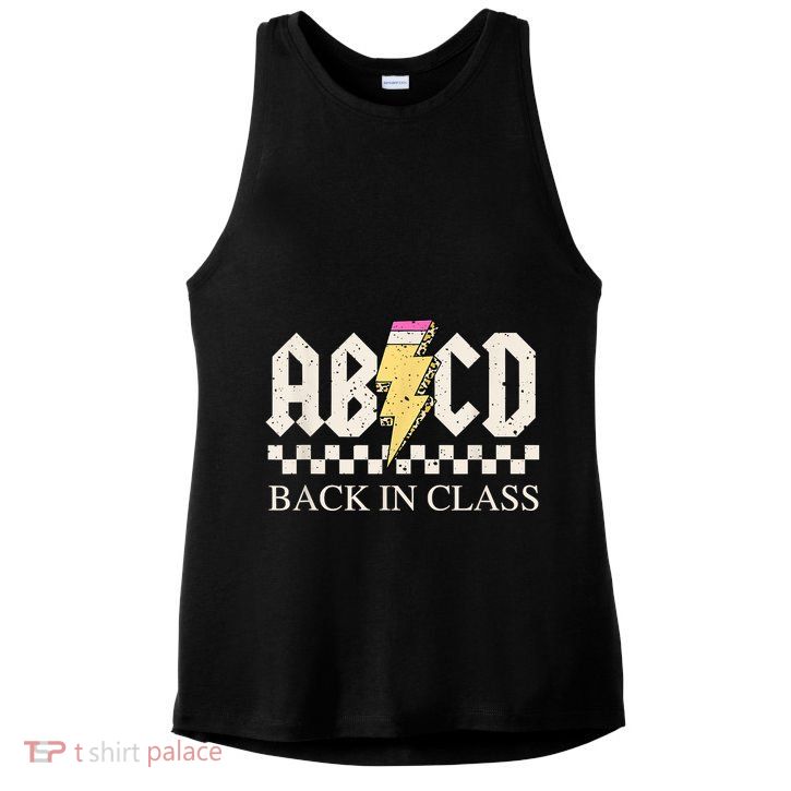 Teachers Rock Back To School ABCD Back In Class Ladies PosiCharge Tri-Blend Wicking Tank