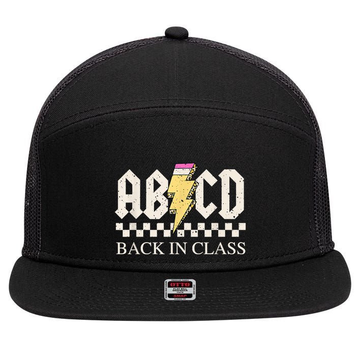 Teachers Rock Back To School ABCD Back In Class 7 Panel Mesh Trucker Snapback Hat