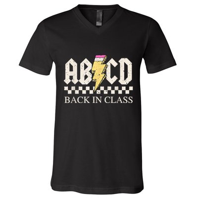 Teachers Rock Back To School ABCD Back In Class V-Neck T-Shirt