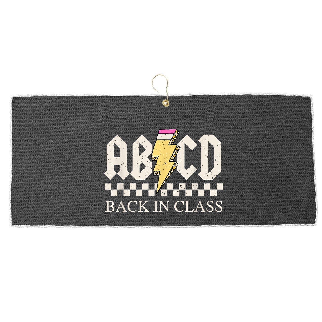Teachers Rock Back To School ABCD Back In Class Large Microfiber Waffle Golf Towel