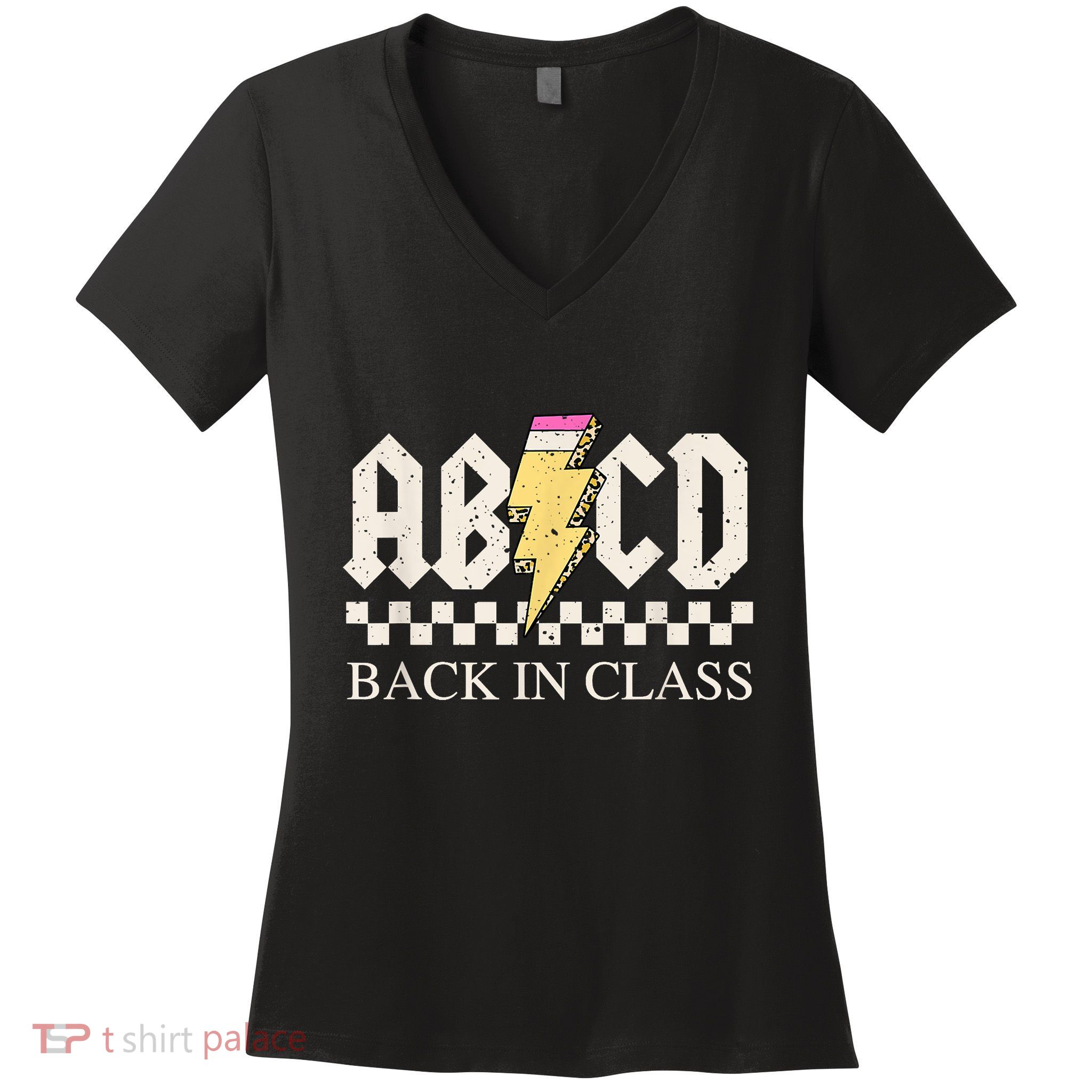 Teachers Rock Back To School ABCD Back In Class Women's V-Neck T-Shirt