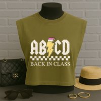 Teachers Rock Back To School ABCD Back In Class Garment-Dyed Women's Muscle Tee