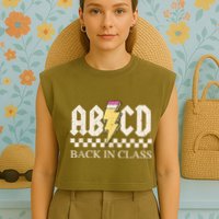 Teachers Rock Back To School ABCD Back In Class Garment-Dyed Women's Muscle Tee