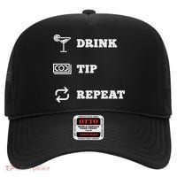 Tip Repeat Bartender Gift High Crown Mesh Back Trucker Hat