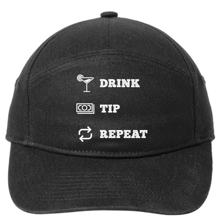 Tip Repeat Bartender Gift 7-Panel Snapback Hat