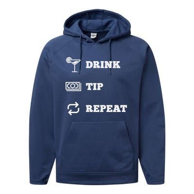 Tip Repeat Bartender Gift Performance Fleece Hoodie