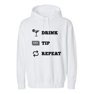 Tip Repeat Bartender Gift Garment-Dyed Fleece Hoodie