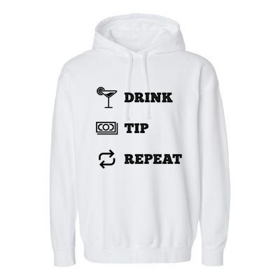 Tip Repeat Bartender Gift Garment-Dyed Fleece Hoodie