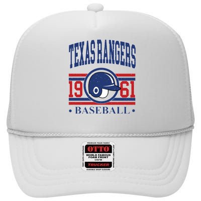 Texas Rangers Baseball Team Lover Supporter High Crown Mesh Back Trucker Hat