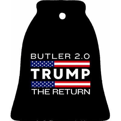 Trump Returns Butler Rally Fight Trump Elon Butler Rally 2.0 Ceramic Bell Ornament