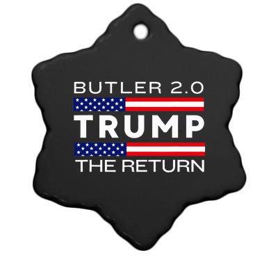 Trump Returns Butler Rally Fight Trump Elon Butler Rally 2.0 Ceramic Star Ornament