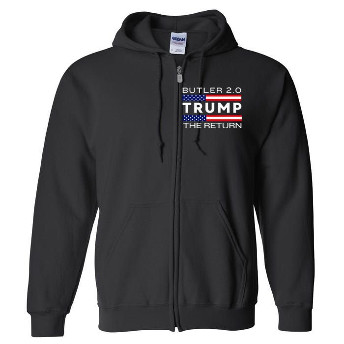 Trump Returns Butler Rally Fight Trump Elon Butler Rally 2.0 Full Zip Hoodie