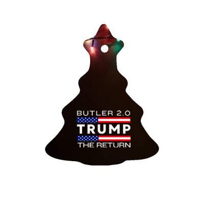 Trump Returns Butler Rally Fight Trump Elon Butler Rally 2.0 Ceramic Tree Ornament