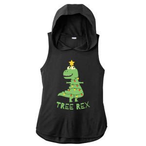 Tree Rex Christmas Ladies PosiCharge Tri-Blend Wicking Draft Hoodie Tank