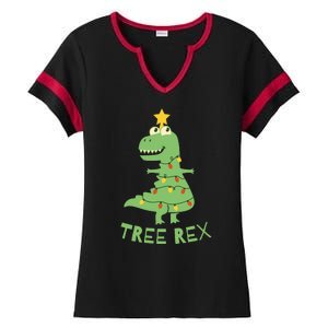 Tree Rex Christmas Ladies Halftime Notch Neck Tee