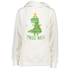 Tree Rex Christmas Womens Funnel Neck Pullover Hood