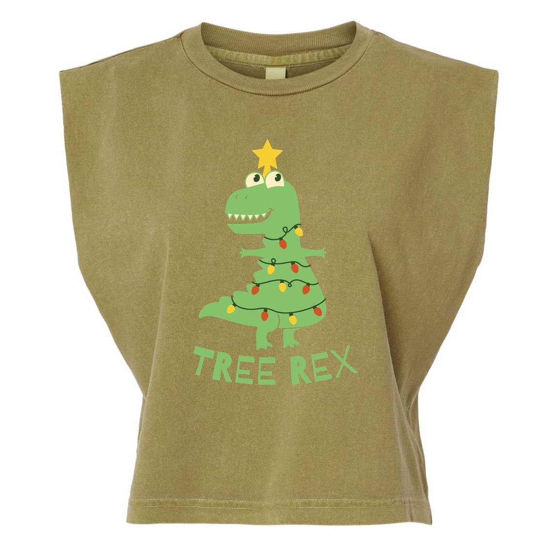 Tree Rex Christmas Garment-Dyed Women's Muscle Tee
