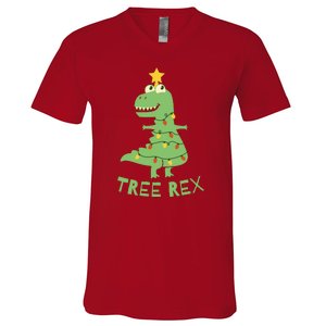 Tree Rex Christmas V-Neck T-Shirt