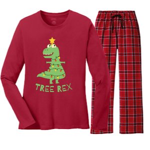 Tree Rex Christmas Women's Long Sleeve Flannel Pajama Set 