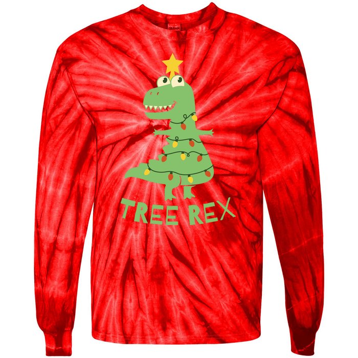 Tree Rex Christmas Tie-Dye Long Sleeve Shirt