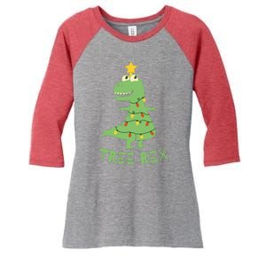 Tree Rex Christmas Women's Tri-Blend 3/4-Sleeve Raglan Shirt