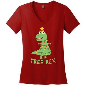 Tree Rex Christmas Women's V-Neck T-Shirt