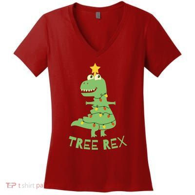 Tree Rex Christmas Women's V-Neck T-Shirt