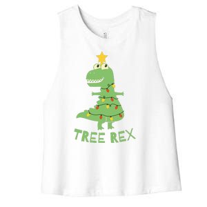 Tree Rex Christmas Women's Racerback Cropped Tank