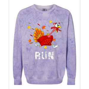 Turkey Run Costume Thanksgiving Running Turkey Trot Colorblast Crewneck Sweatshirt