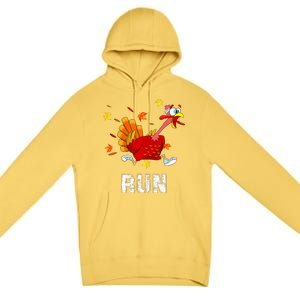 Turkey Run Costume Thanksgiving Running Turkey Trot Premium Pullover Hoodie