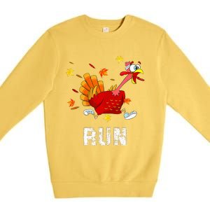 Turkey Run Costume Thanksgiving Running Turkey Trot Premium Crewneck Sweatshirt