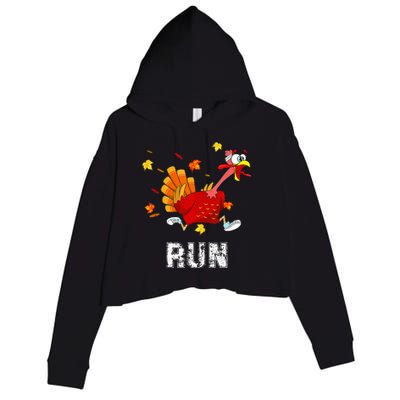 Turkey Run Costume Thanksgiving Running Turkey Trot Crop Fleece Hoodie