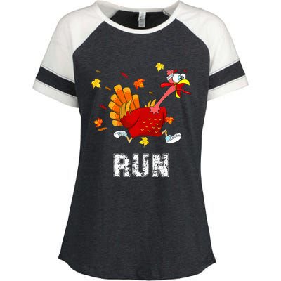 Turkey Run Costume Thanksgiving Running Turkey Trot Enza Ladies Jersey Colorblock Tee