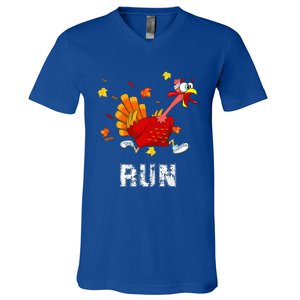 Turkey Run Costume Thanksgiving Running Turkey Trot V-Neck T-Shirt