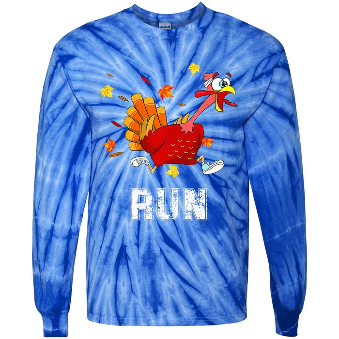 Turkey Run Costume Thanksgiving Running Turkey Trot Tie-Dye Long Sleeve Shirt