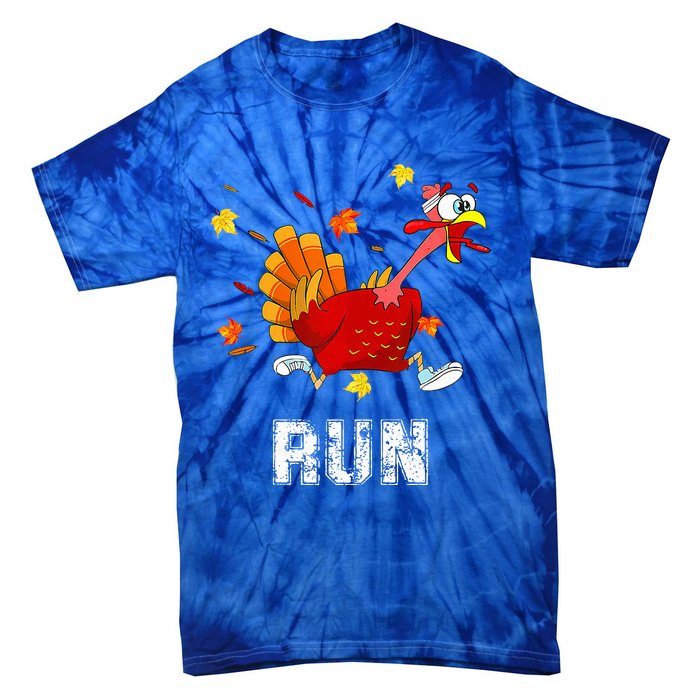 Turkey Run Costume Thanksgiving Running Turkey Trot Tie-Dye T-Shirt