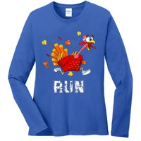 Turkey Run Costume Thanksgiving Running Turkey Trot Ladies Long Sleeve Shirt