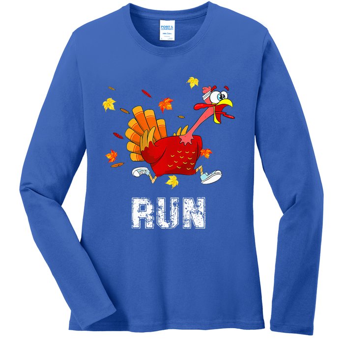 Turkey Run Costume Thanksgiving Running Turkey Trot Ladies Long Sleeve Shirt