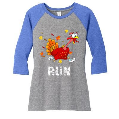 Turkey Run Costume Thanksgiving Running Turkey Trot Women's Tri-Blend 3/4-Sleeve Raglan Shirt