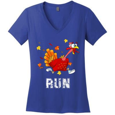 Turkey Run Costume Thanksgiving Running Turkey Trot Women's V-Neck T-Shirt