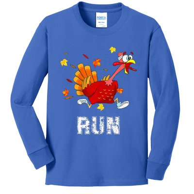 Turkey Run Costume Thanksgiving Running Turkey Trot Kids Long Sleeve Shirt