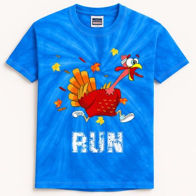 Turkey Run Costume Thanksgiving Running Turkey Trot Kids Tie-Dye T-Shirt