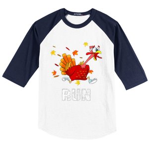 Turkey Run Costume Thanksgiving Running Turkey Trot Baseball Sleeve Shirt