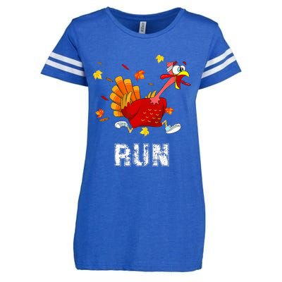 Turkey Run Costume Thanksgiving Running Turkey Trot Enza Ladies Jersey Football T-Shirt