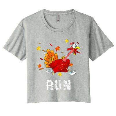 Turkey Run Costume Thanksgiving Running Turkey Trot Women's Crop Top Tee