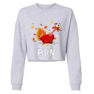 Turkey Run Costume Thanksgiving Running Turkey Trot Cropped Pullover Crew