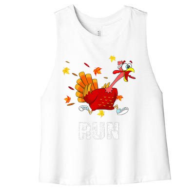 Turkey Run Costume Thanksgiving Running Turkey Trot Women's Racerback Cropped Tank